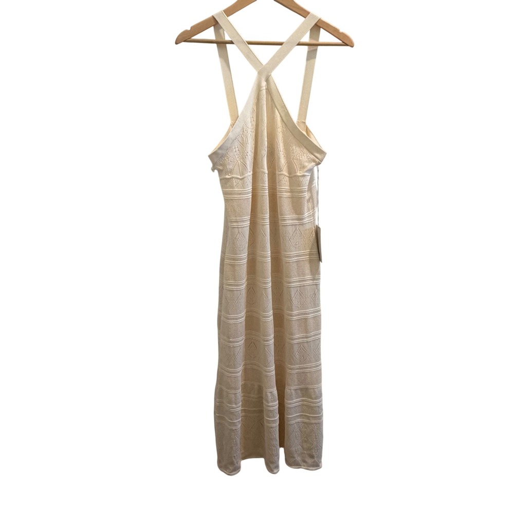 Joie Cream Pointelle Knit Midi Dress Halter Crossback Straps Size M NEW